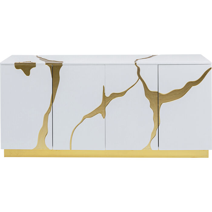 Sideboard Cracked White Gold 165x80cm